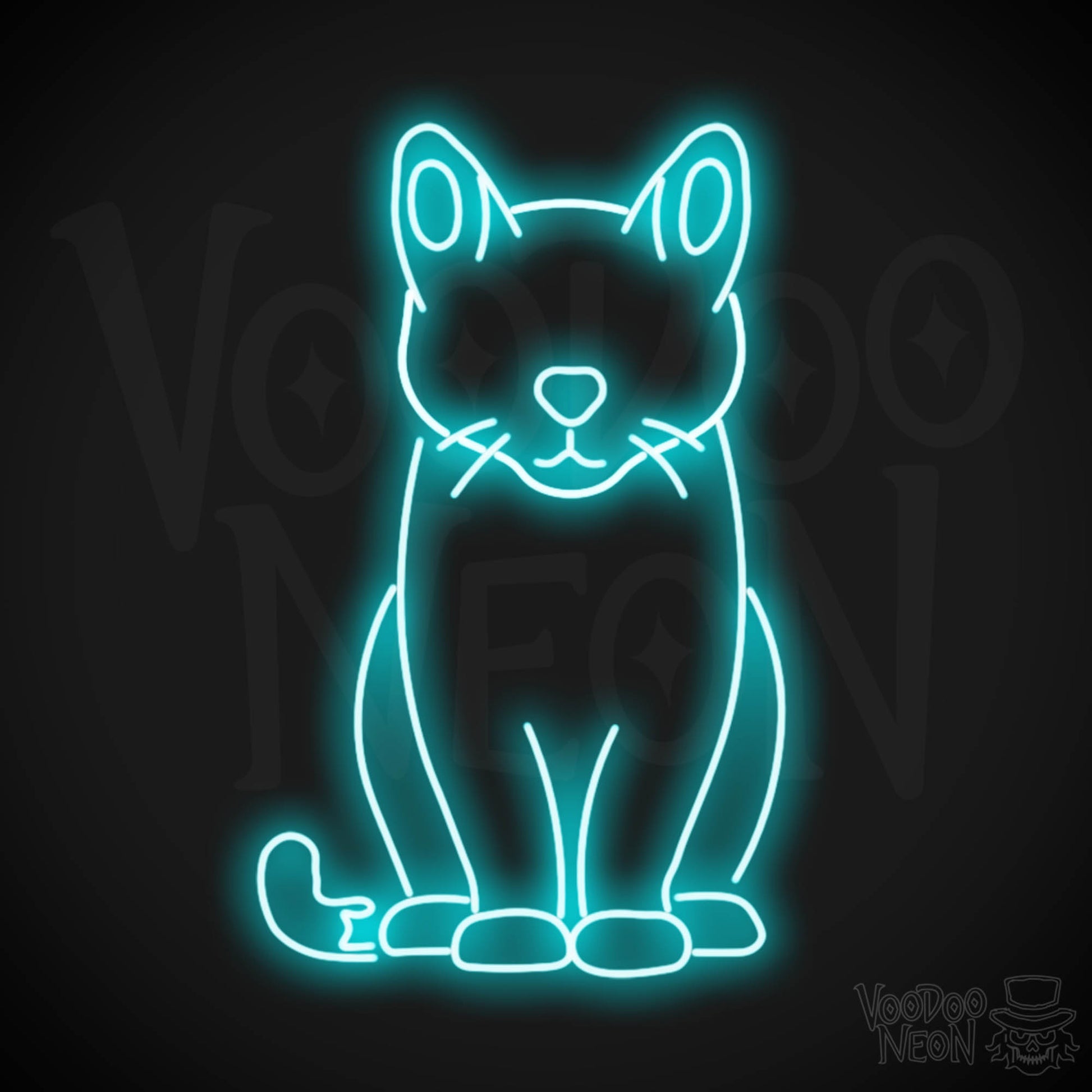 Cat Neon Sign - Neon Cat Sign - LED Wall Art - Color Ice Blue