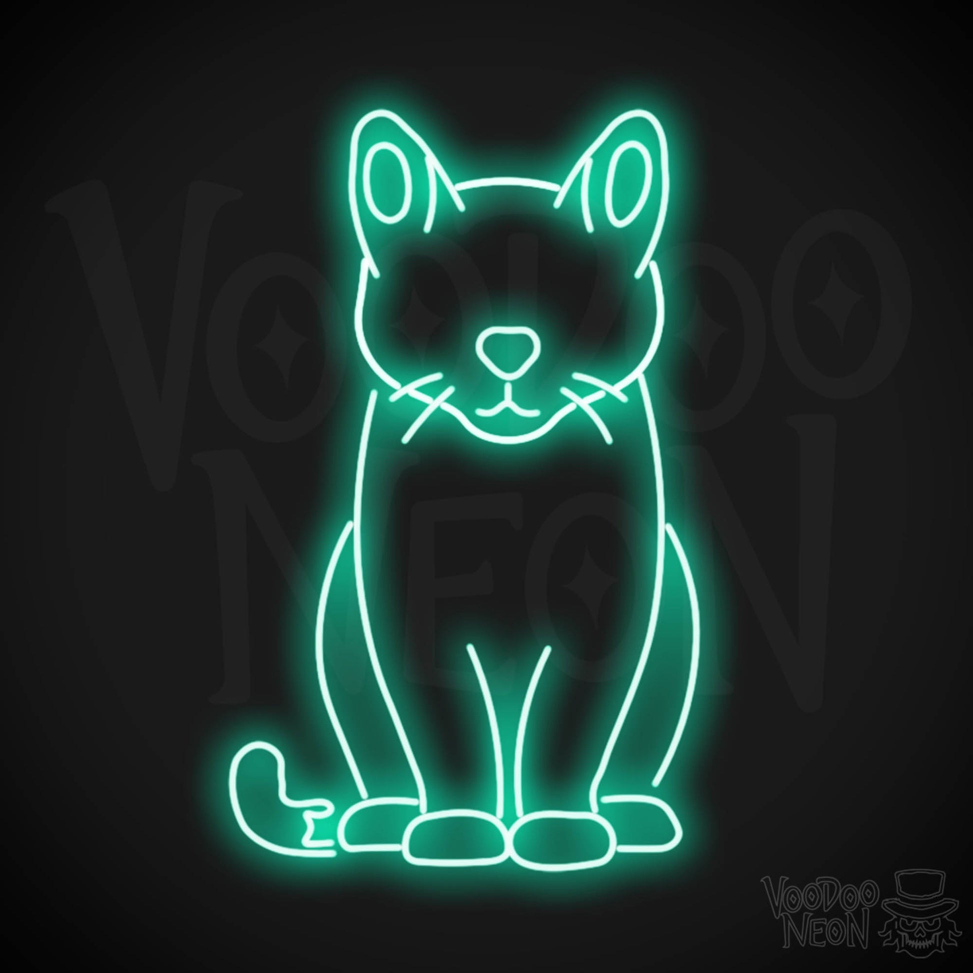Cat Neon Sign - Neon Cat Sign - LED Wall Art - Color Light Green