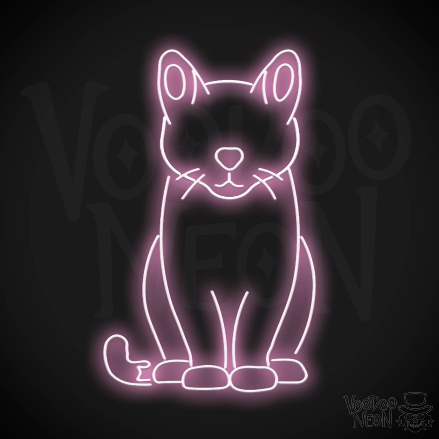 Cat Neon Sign - Neon Cat Sign - LED Wall Art - Color Light Pink