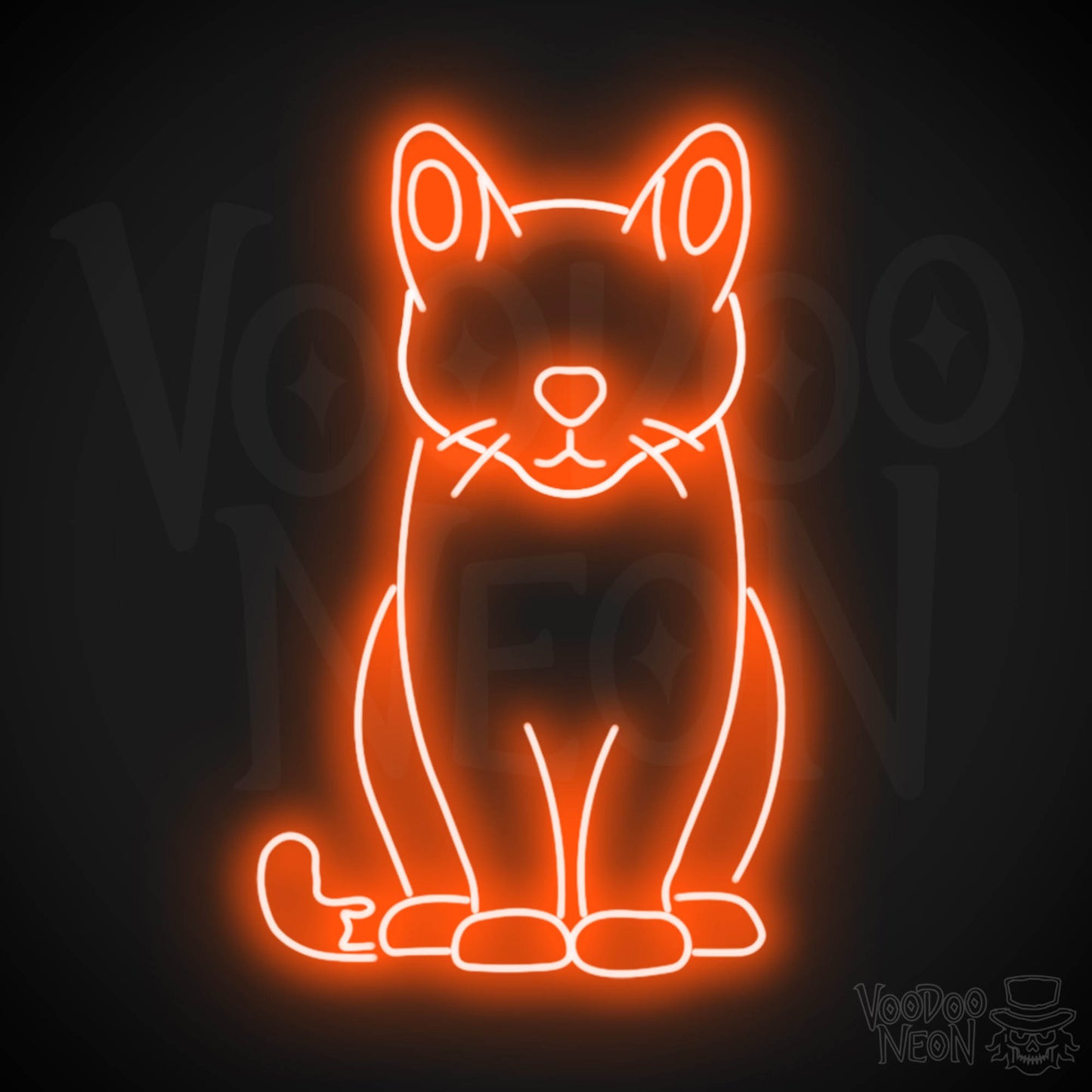 Cat Neon Sign - Neon Cat Sign - LED Wall Art - Color Orange