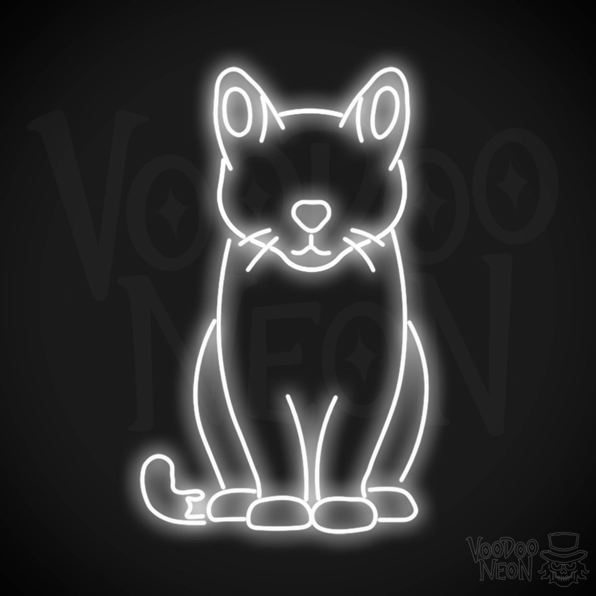 Cat Neon Sign - Neon Cat Sign - LED Wall Art - Color White