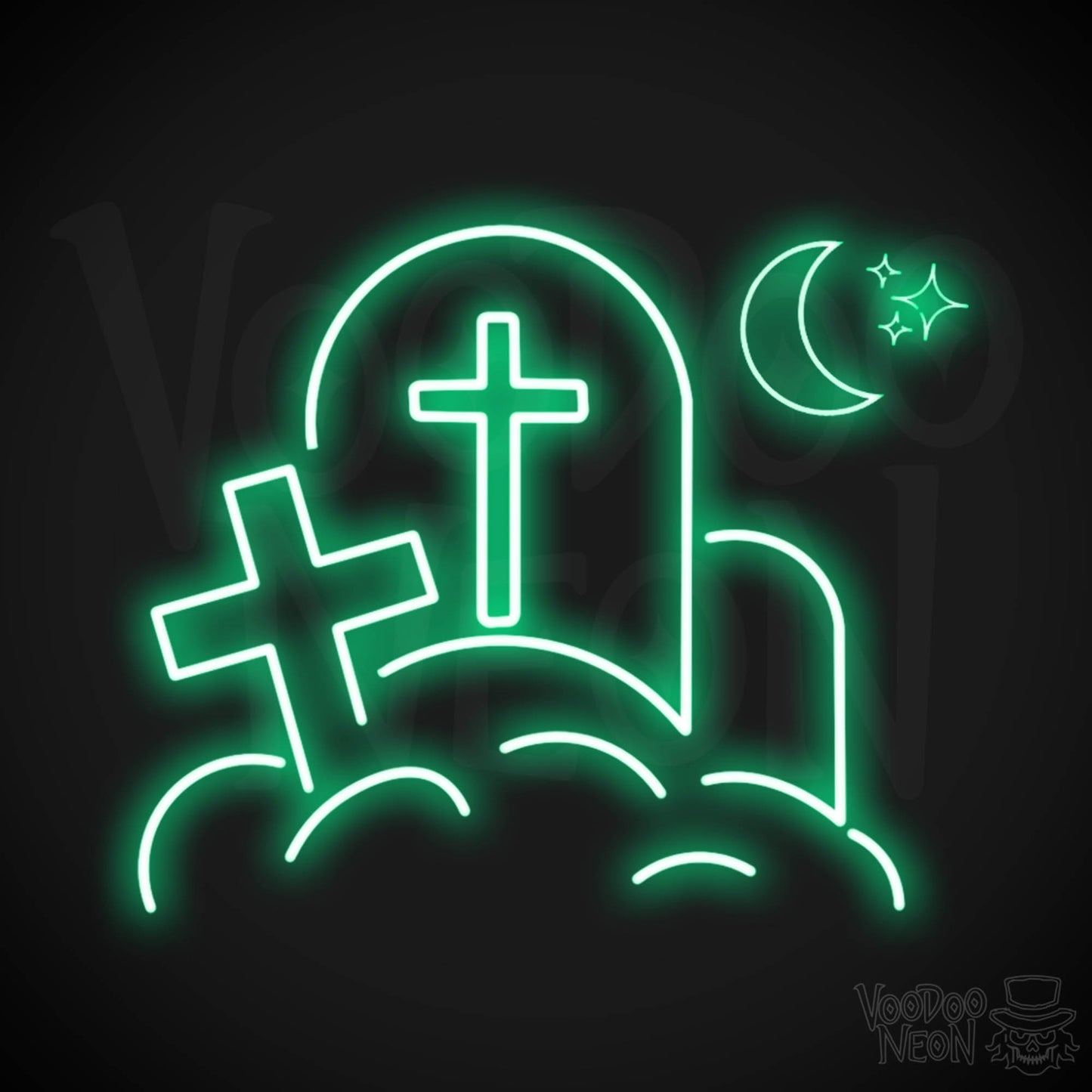 Cemetery Neon Sign - Neon Cemetary Wall Art - LED Sign - Color Green