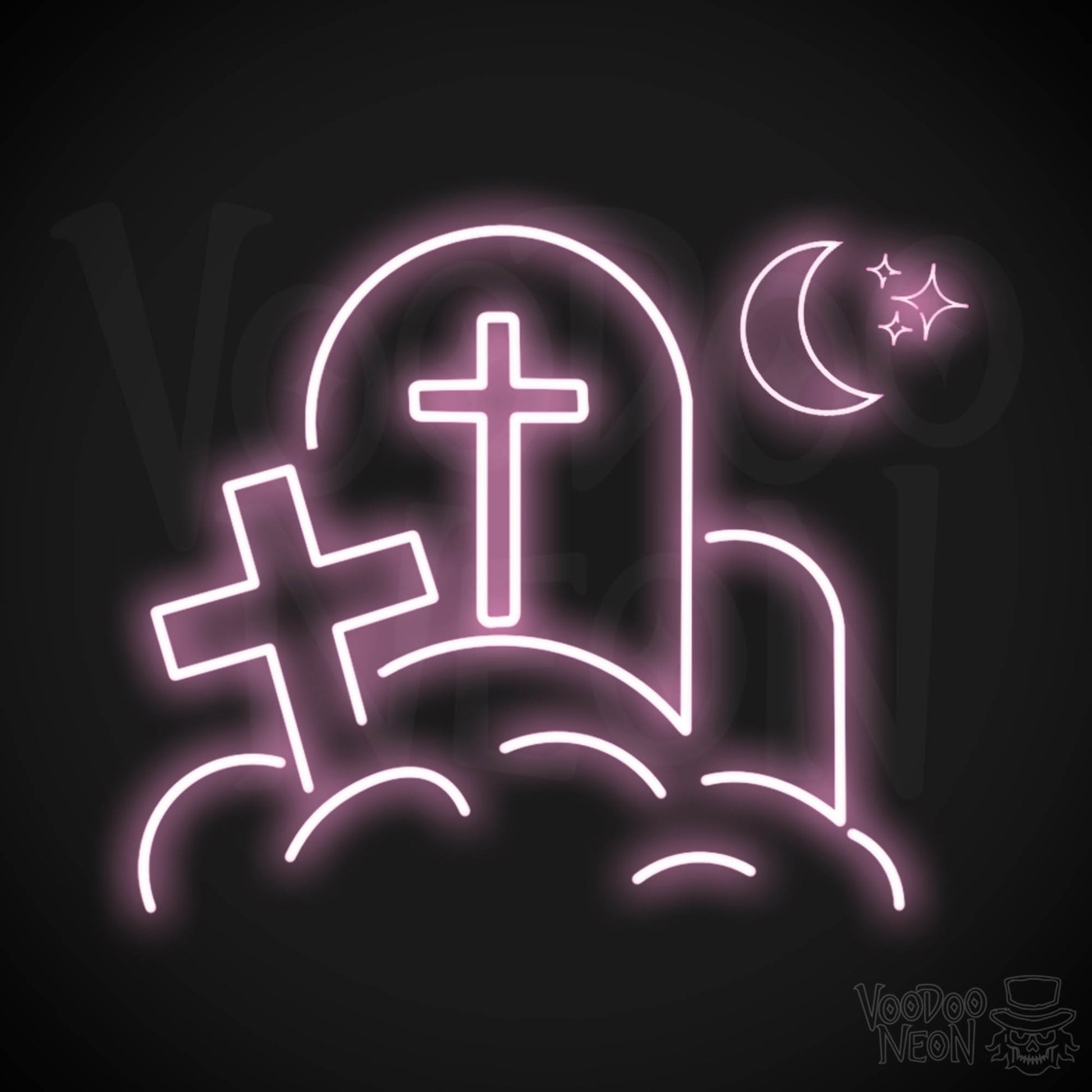 Cemetery Neon Sign - Neon Cemetary Wall Art - LED Sign - Color Light Pink