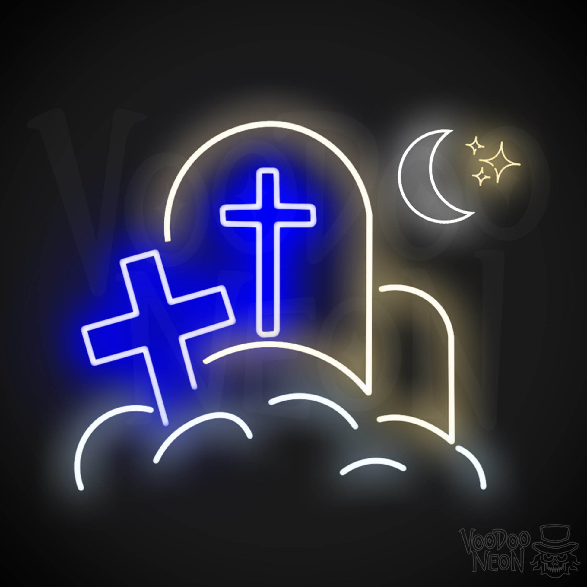 Cemetery Neon Sign - Neon Cemetary Wall Art - LED Sign - Color Multi-Color