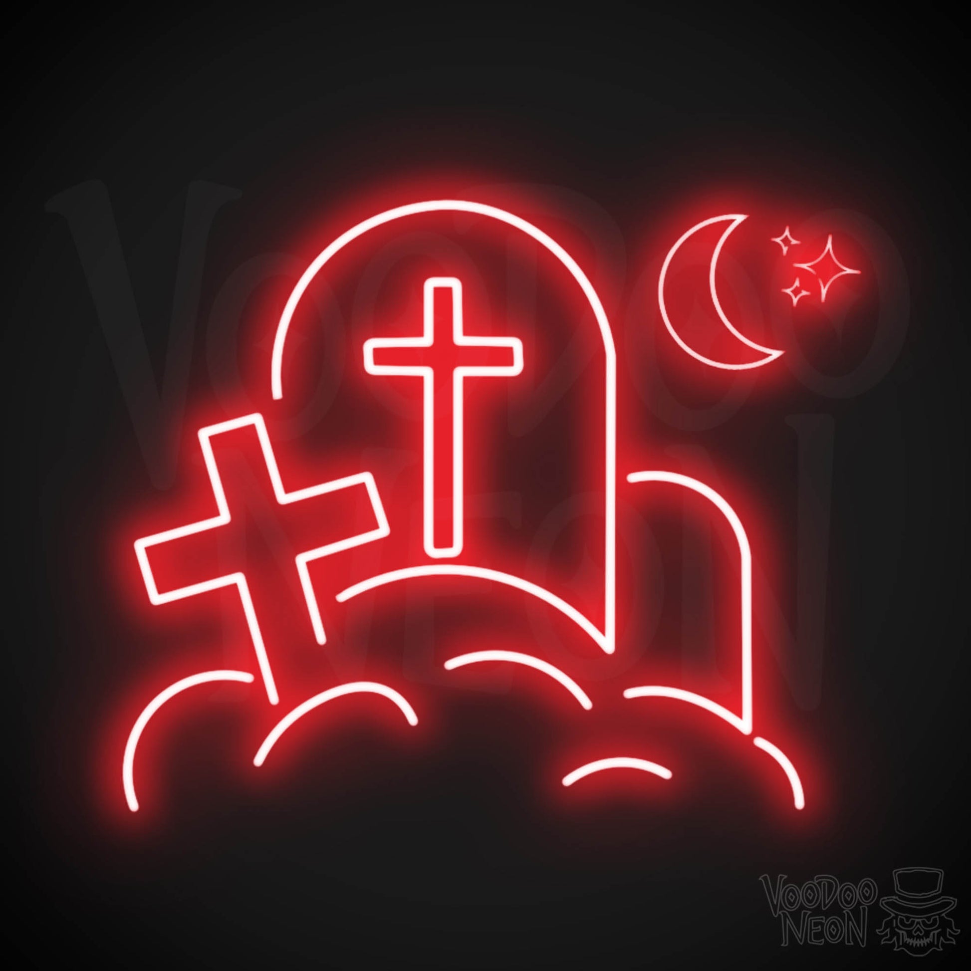 Cemetery Neon Sign - Neon Cemetary Wall Art - LED Sign - Color Red
