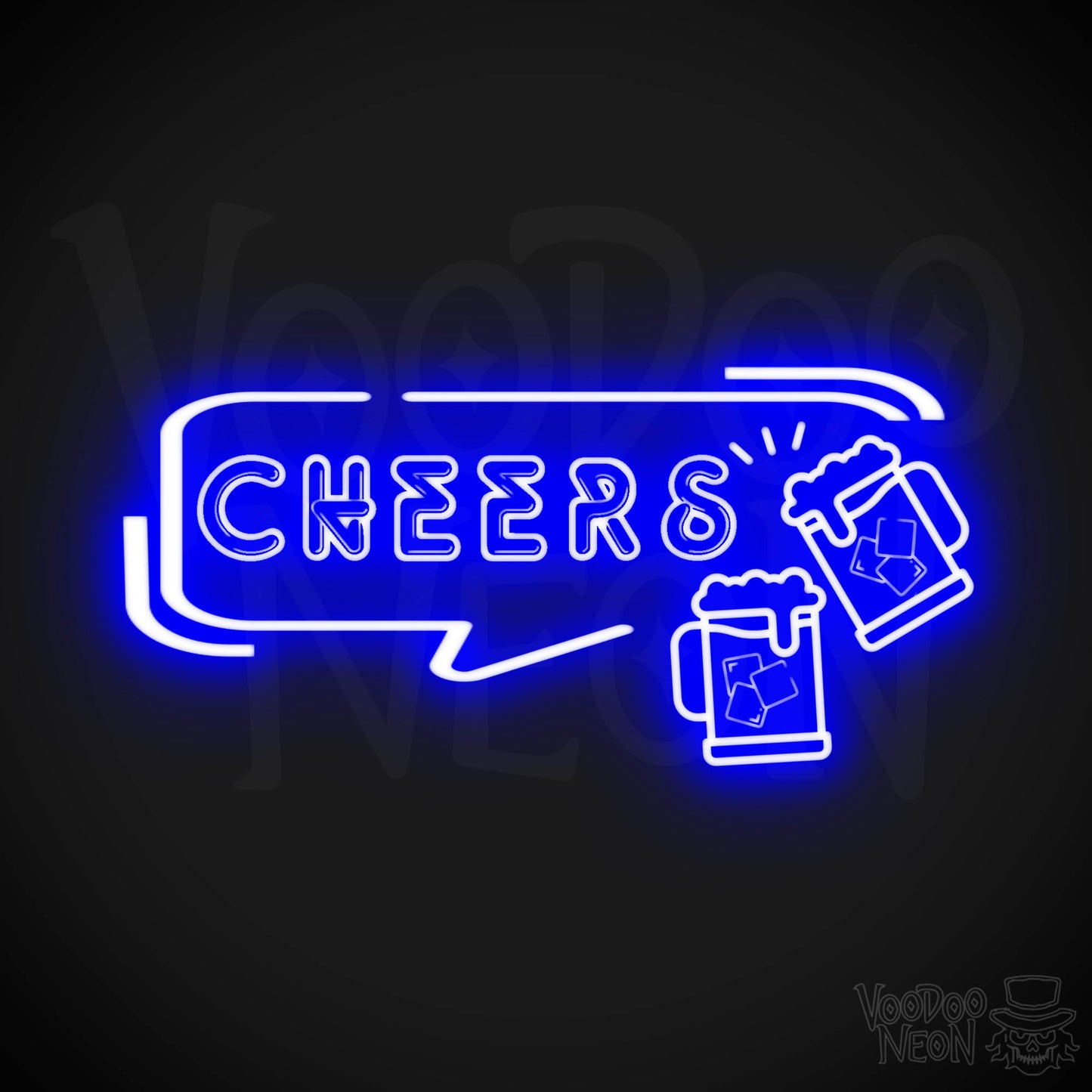 Cheers Neon Sign - Neon Cheers Bar Sign - LED Neon Wall Art - Color Dark Blue