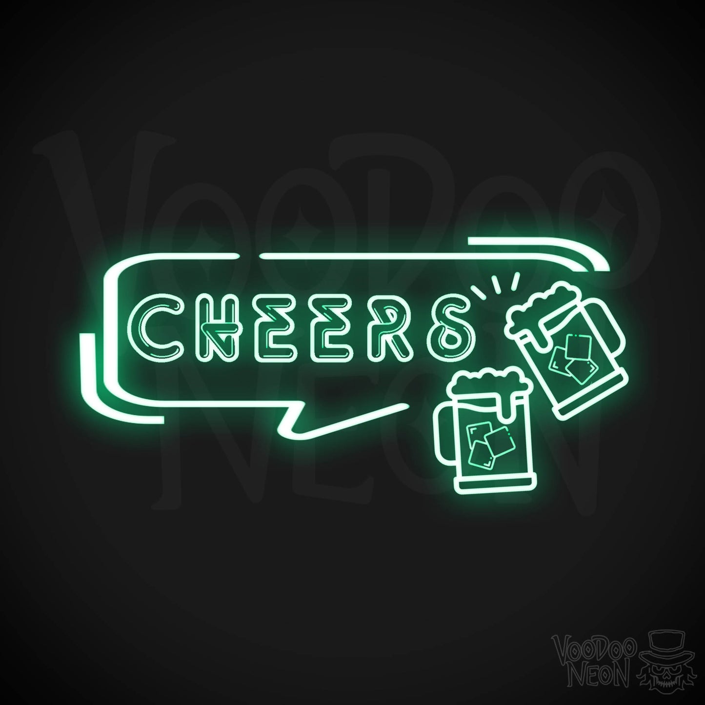 Cheers Neon Sign - Neon Cheers Bar Sign - LED Neon Wall Art - Color Green