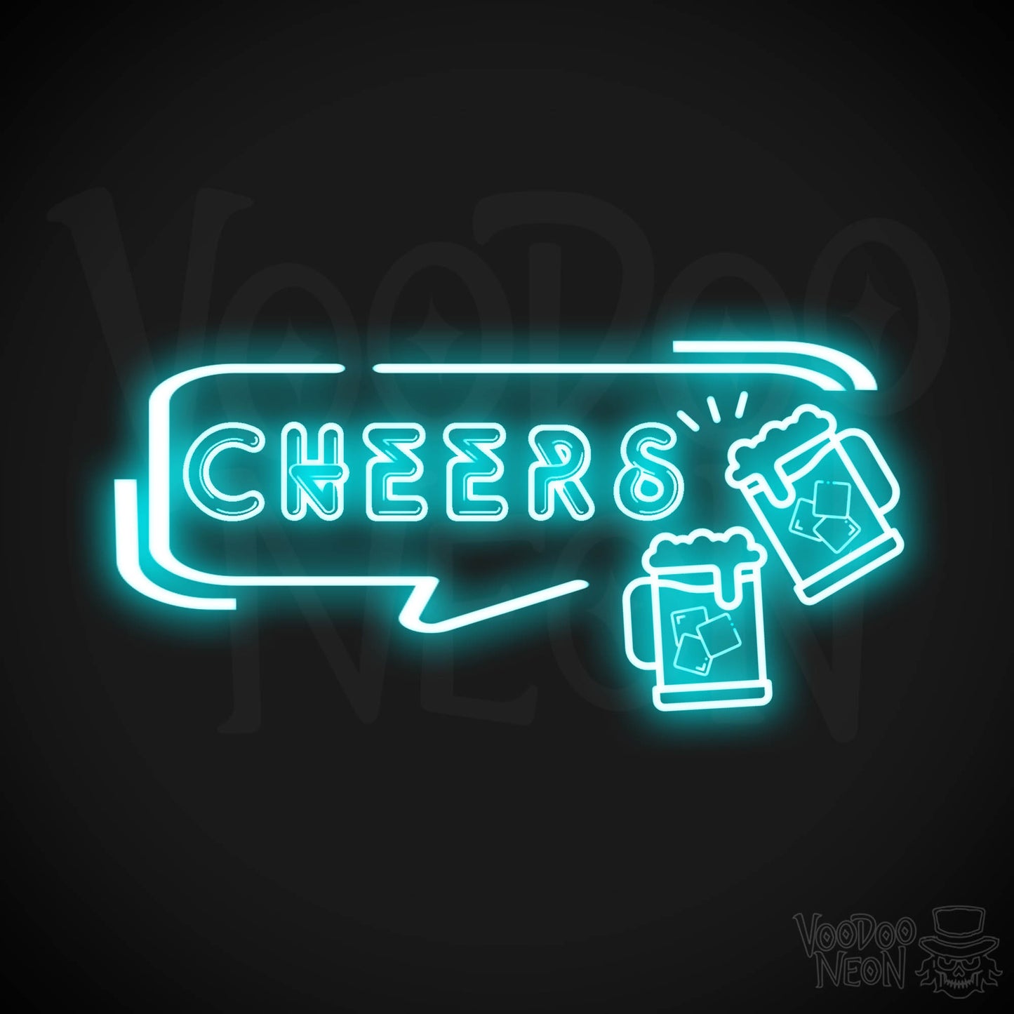 Cheers Neon Sign - Neon Cheers Bar Sign - LED Neon Wall Art - Color Ice Blue