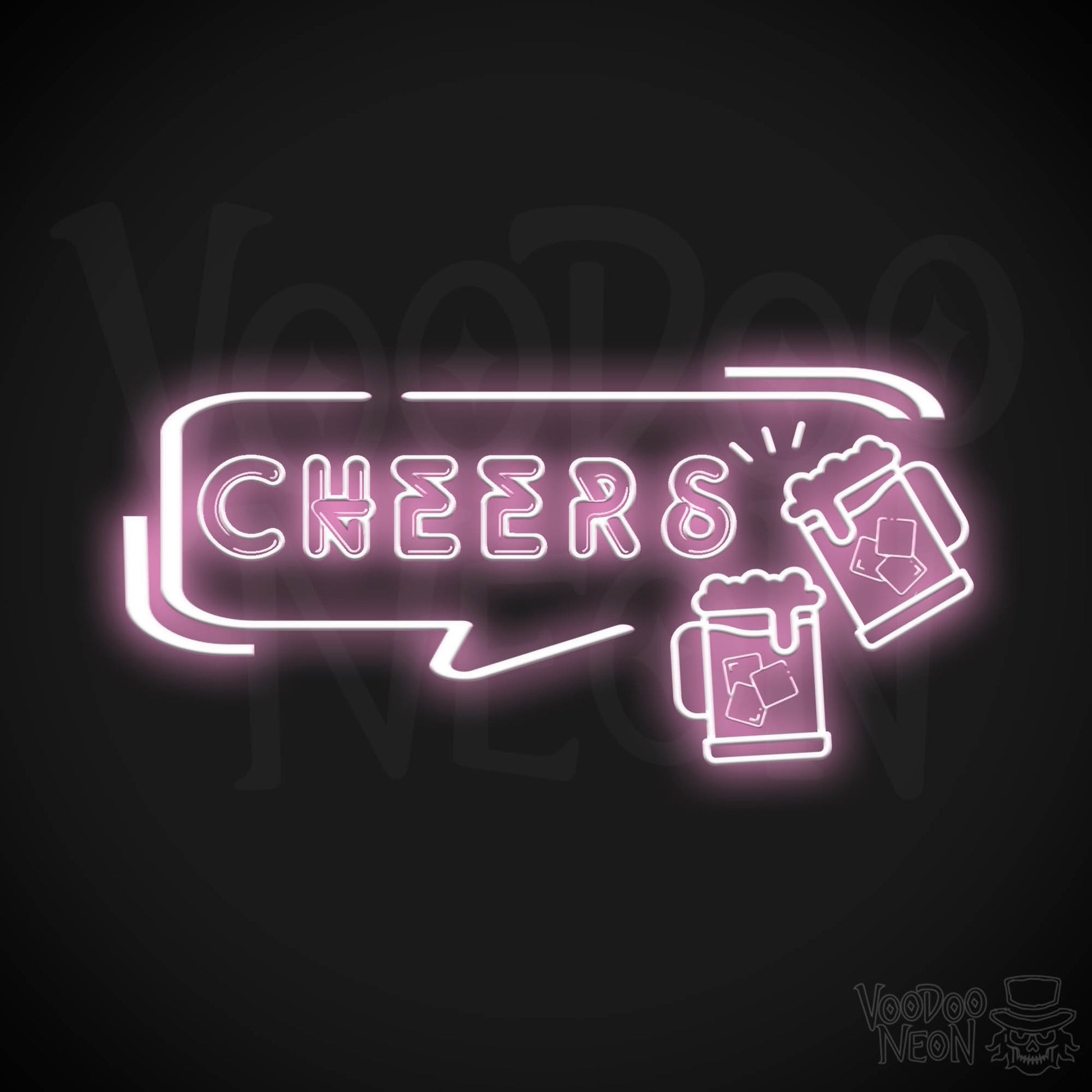 Cheers Neon Sign - Neon Cheers Bar Sign - LED Neon Wall Art - Color Light Pink