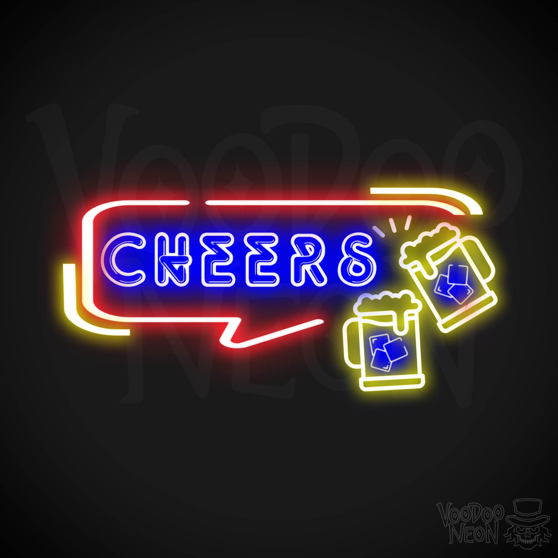 Cheers Neon Sign - Neon Cheers Bar Sign - LED Neon Wall Art - Color Multi-Color