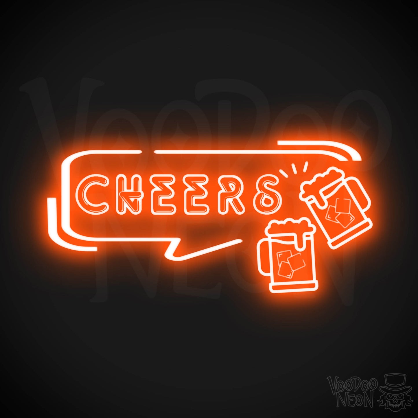 Cheers Neon Sign - Neon Cheers Bar Sign - LED Neon Wall Art - Color Orange