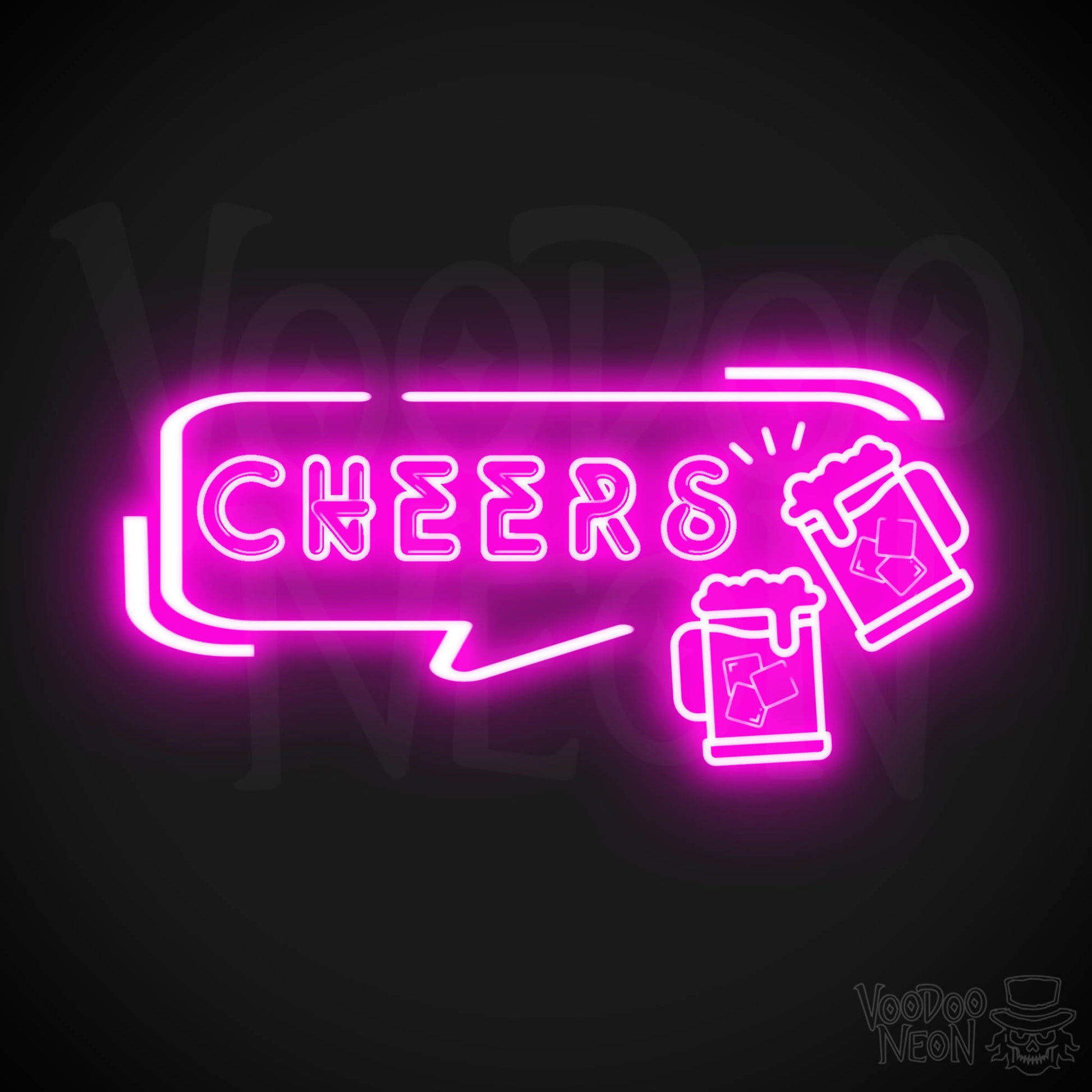 Cheers Neon Sign - Neon Cheers Bar Sign - LED Neon Wall Art - Color Pink