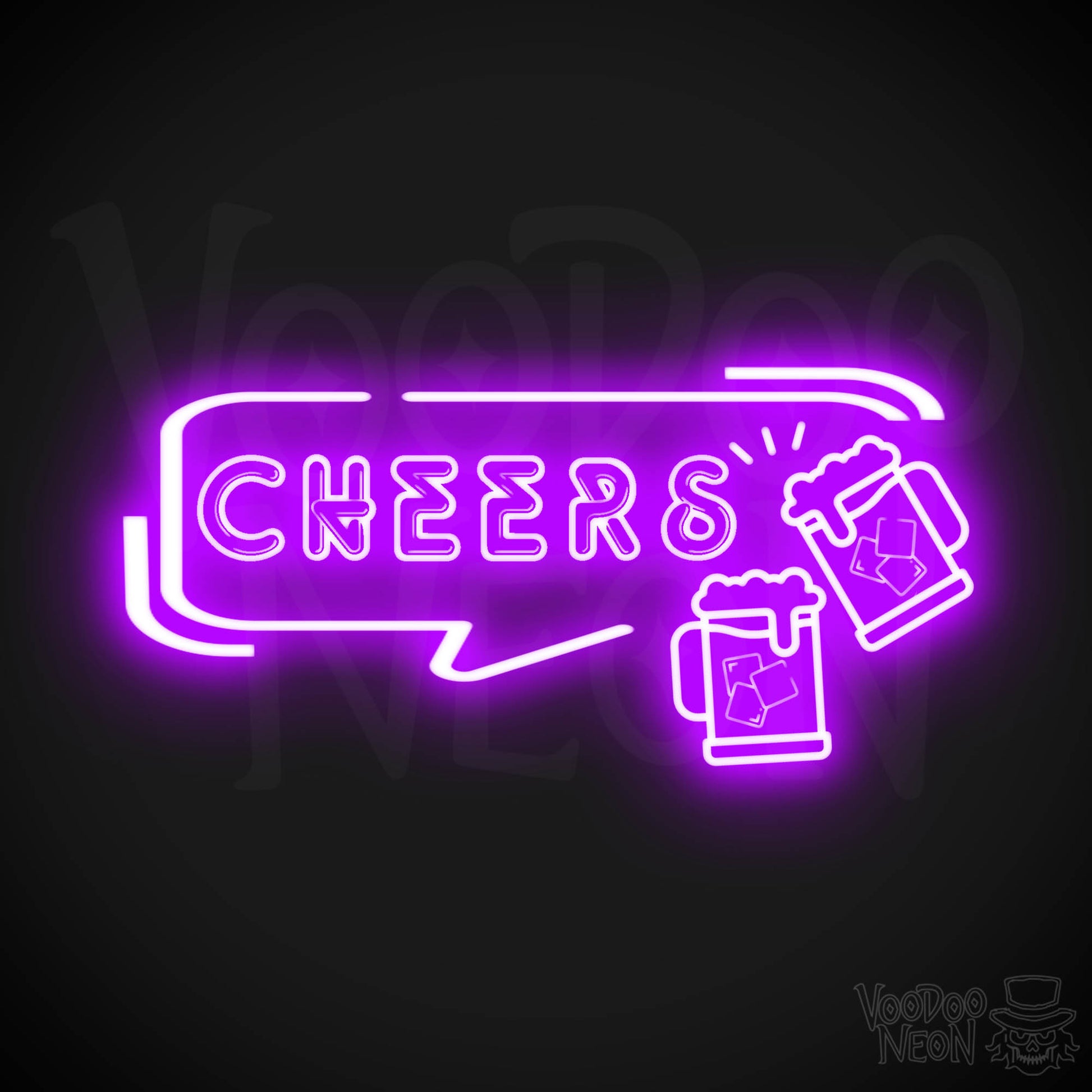 Cheers Neon Sign - Neon Cheers Bar Sign - LED Neon Wall Art - Color Purple