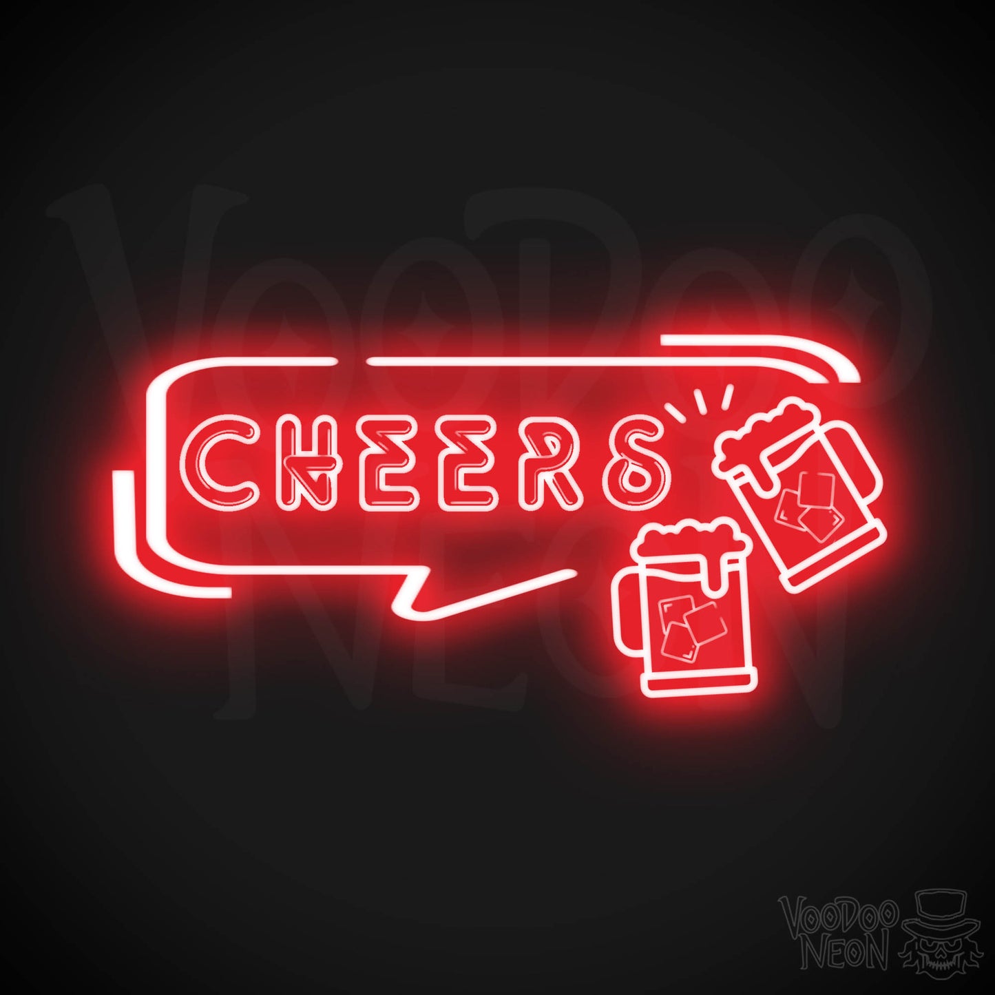 Cheers Neon Sign - Neon Cheers Bar Sign - LED Neon Wall Art - Color Red