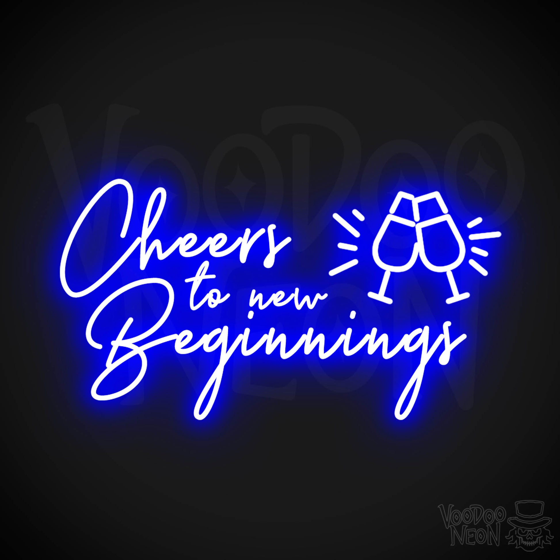 Cheers To New Beginnings Neon Sign - Neon Cheers To New Beginnings Sign - Color Dark Blue