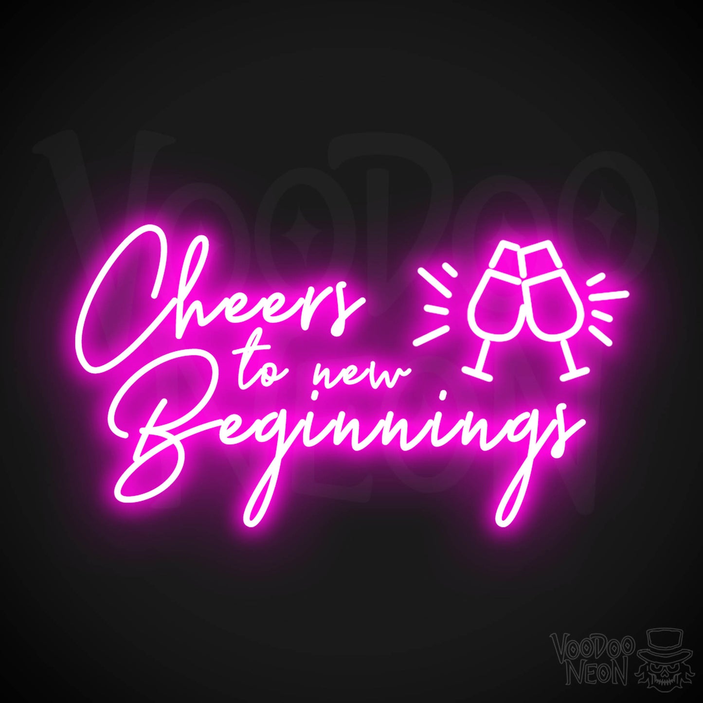 Cheers To New Beginnings Neon Sign - Neon Cheers To New Beginnings Sign - Color Pink