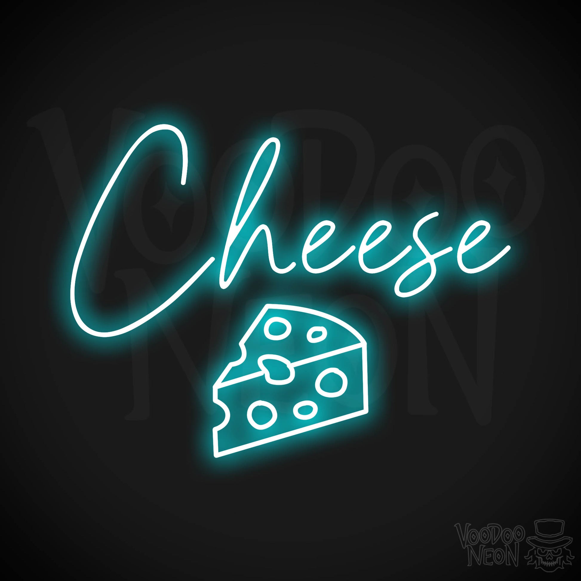 Cheese Neon Sign - Ice Blue