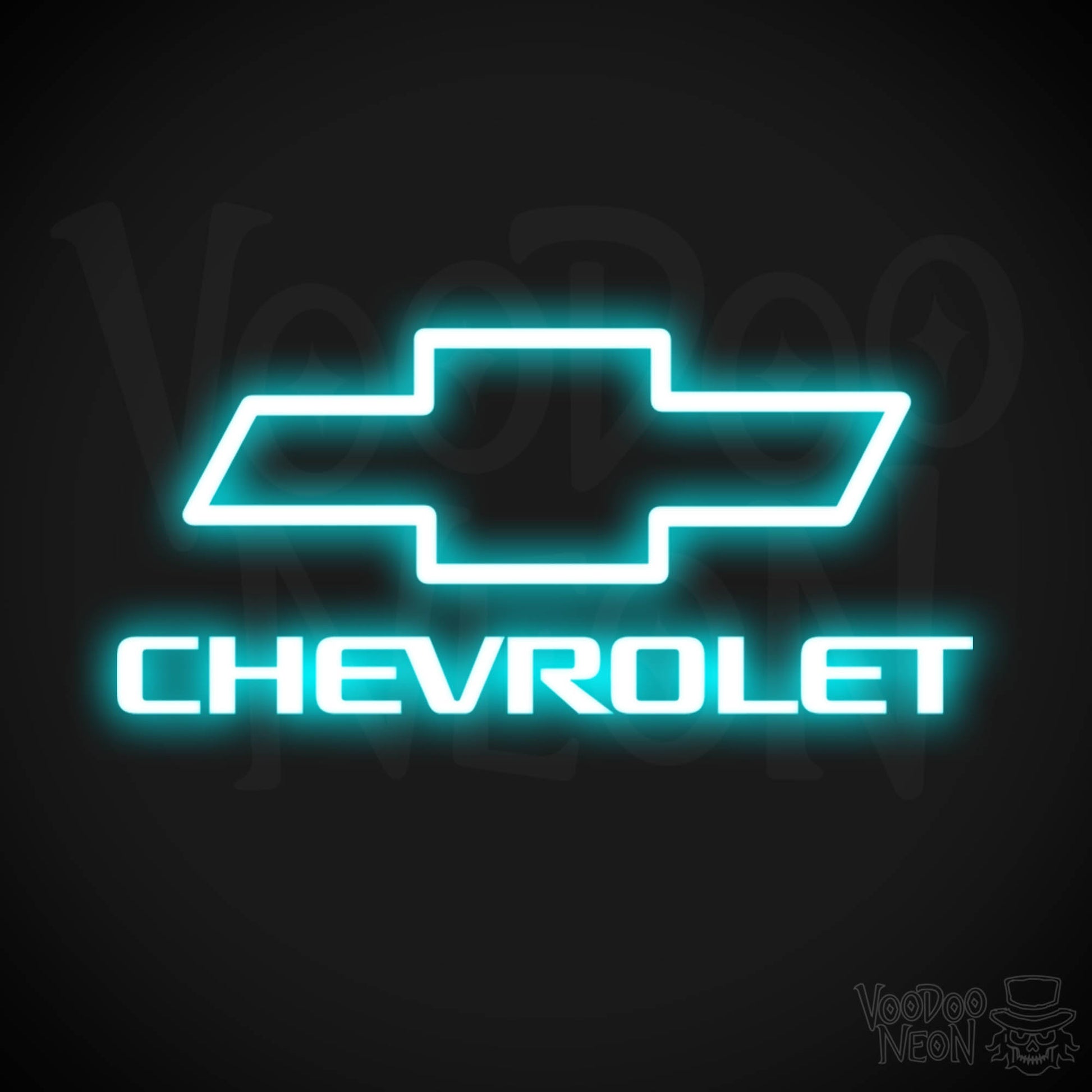 Chevrolet Neon Sign - Neon Chevrolet Sign - Chevy Decor - Logo - Color Ice Blue