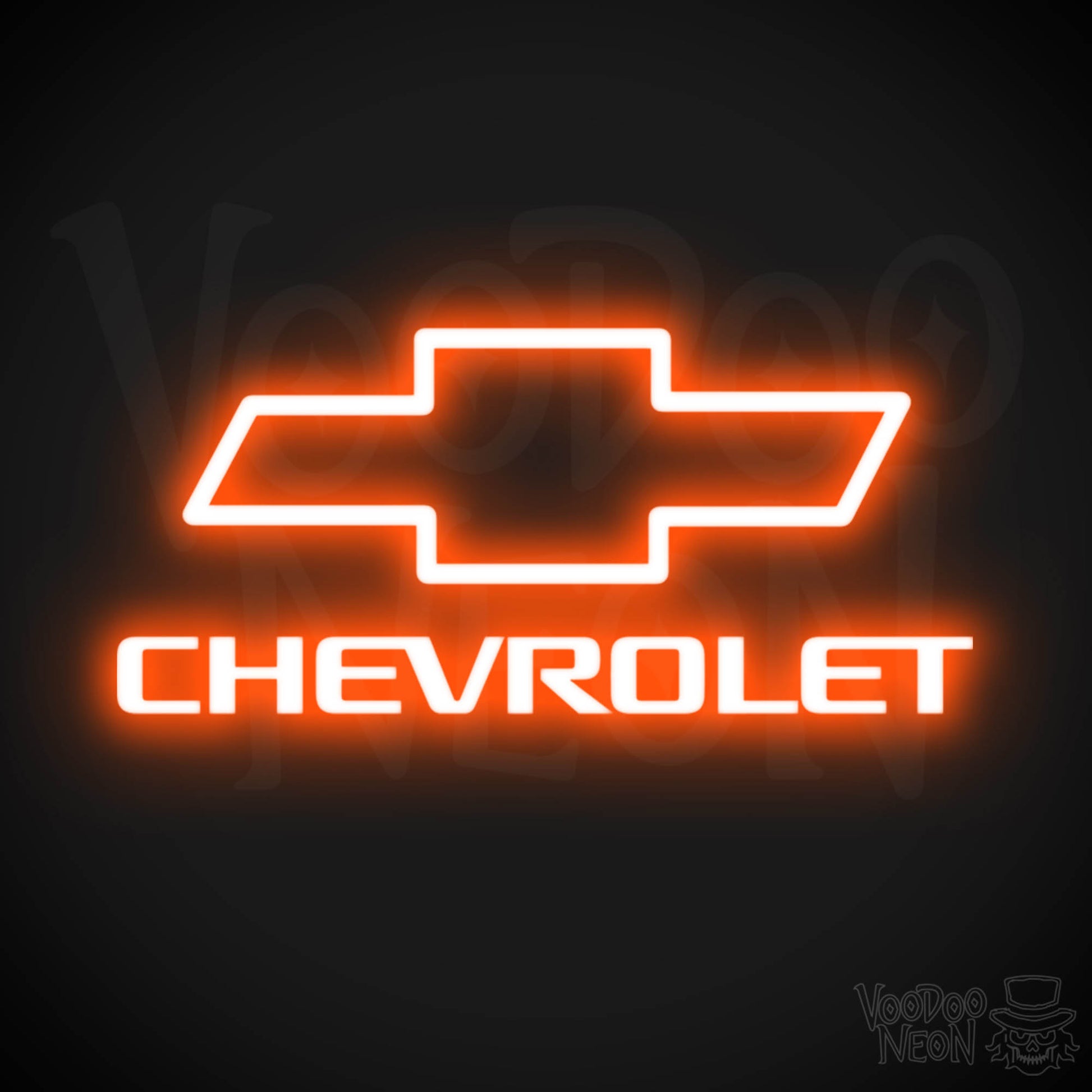 Chevrolet Neon Sign - Neon Chevrolet Sign - Chevy Decor - Logo - Color Orange