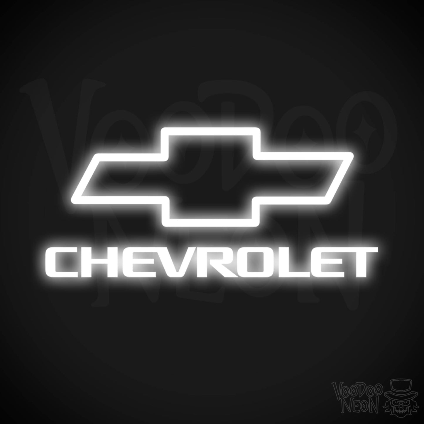 Chevrolet Neon Sign - Neon Chevrolet Sign - Chevy Decor - Logo - Color White