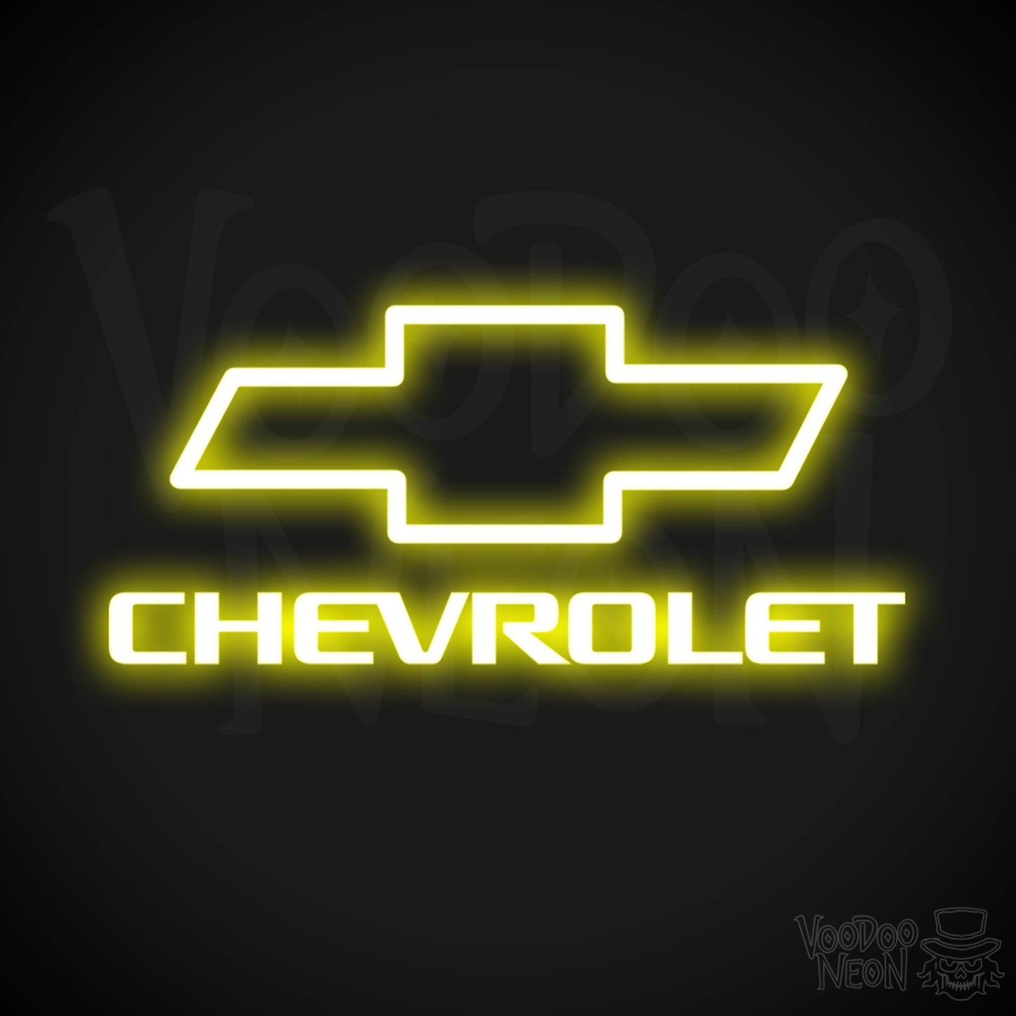 Chevrolet Neon Sign - Neon Chevrolet Sign - Chevy Decor - Logo - Color Yellow