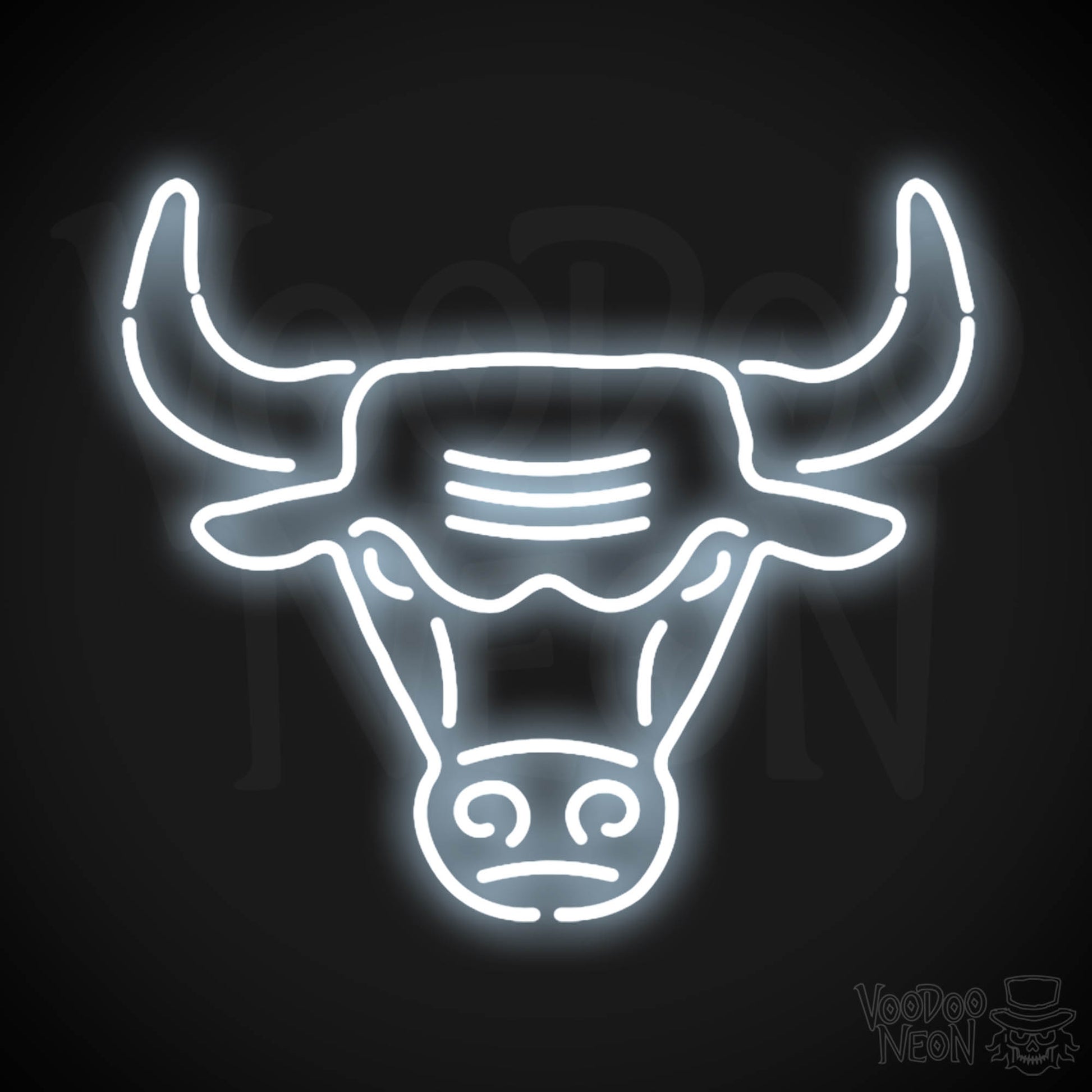 Chicago Bulls Neon Sign - Chicago Bulls Sign - Neon Bulls Logo Wall Art - Color Cool White