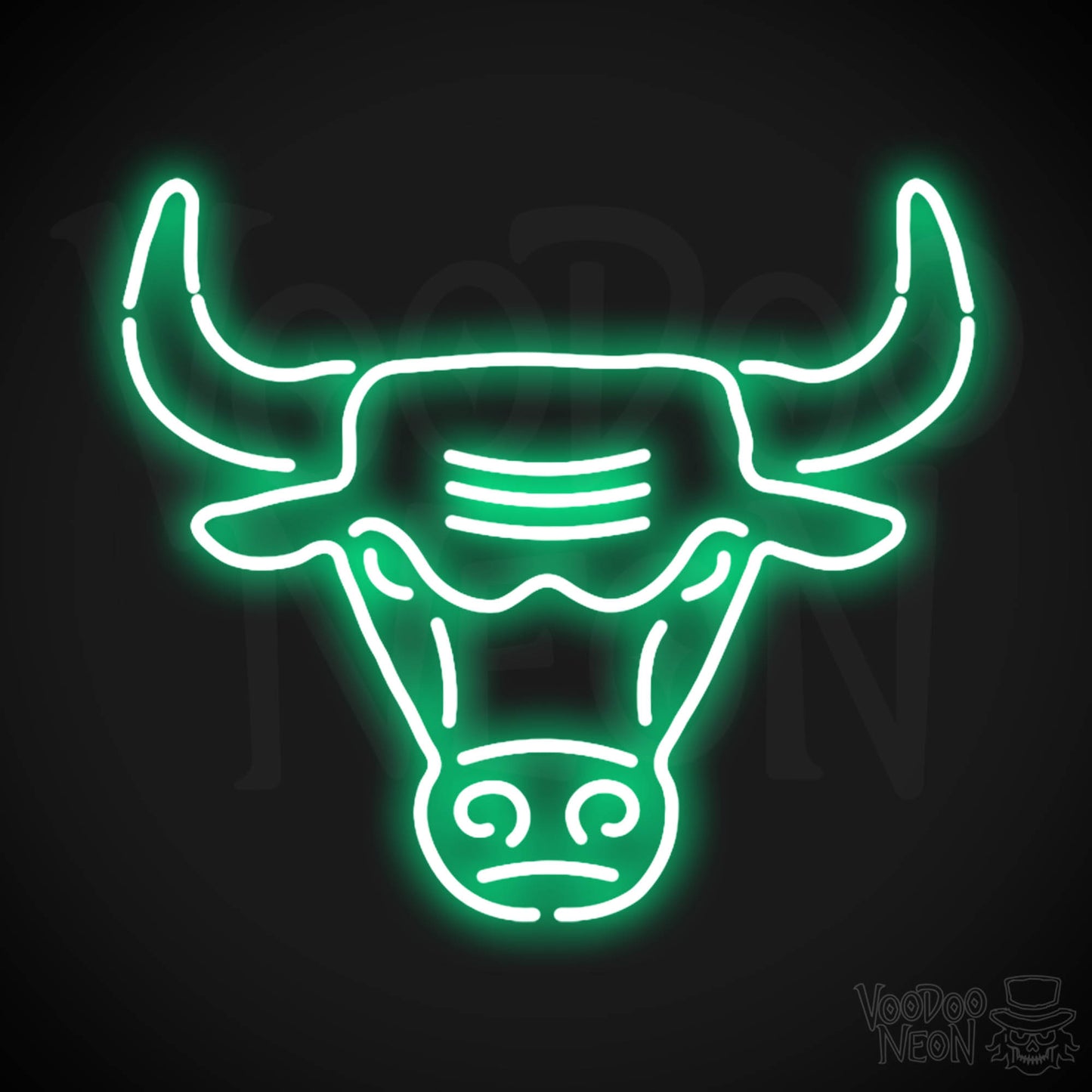Chicago Bulls Neon Sign - Chicago Bulls Sign - Neon Bulls Logo Wall Art - Color Green