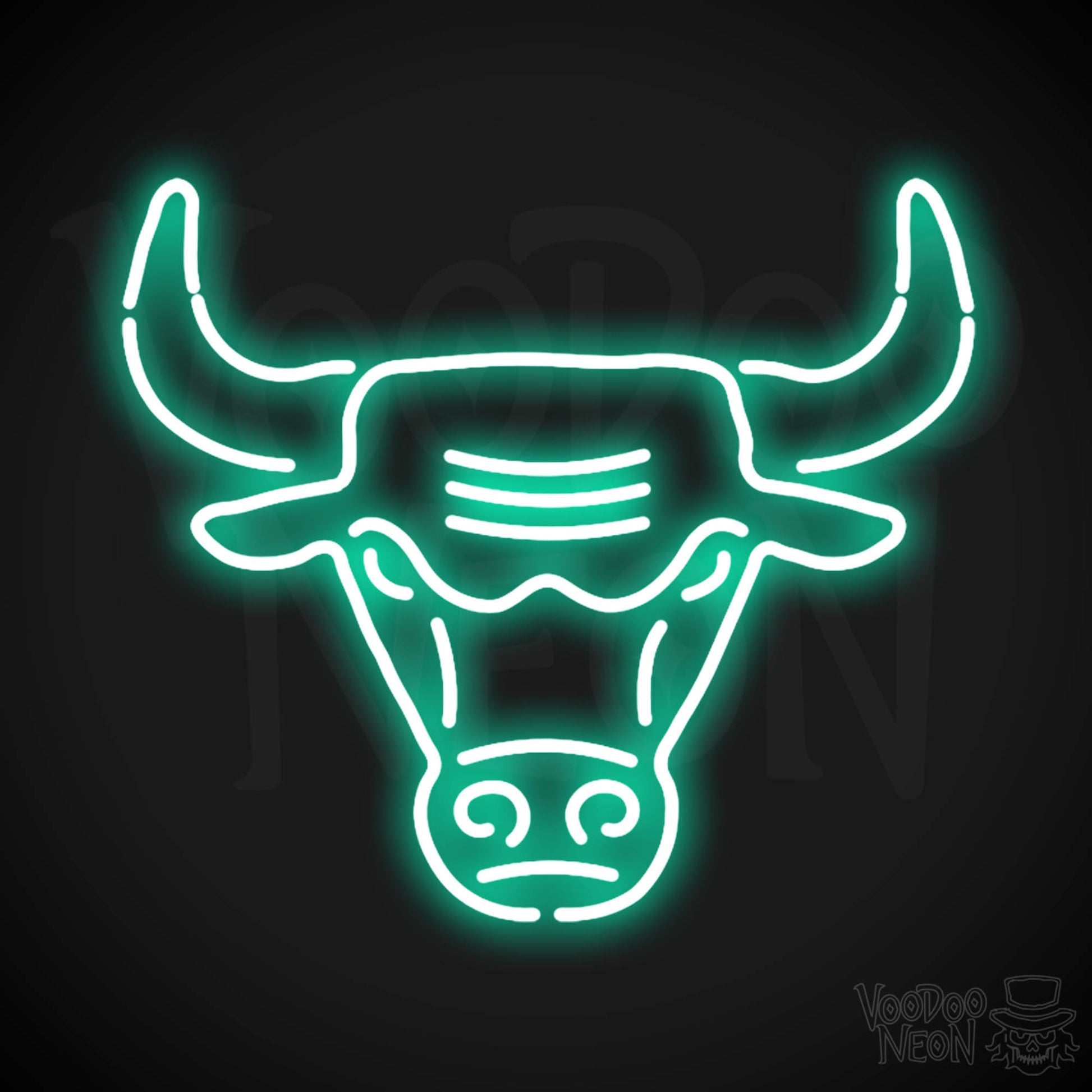 Chicago Bulls Neon Sign - Chicago Bulls Sign - Neon Bulls Logo Wall Art - Color Light Green