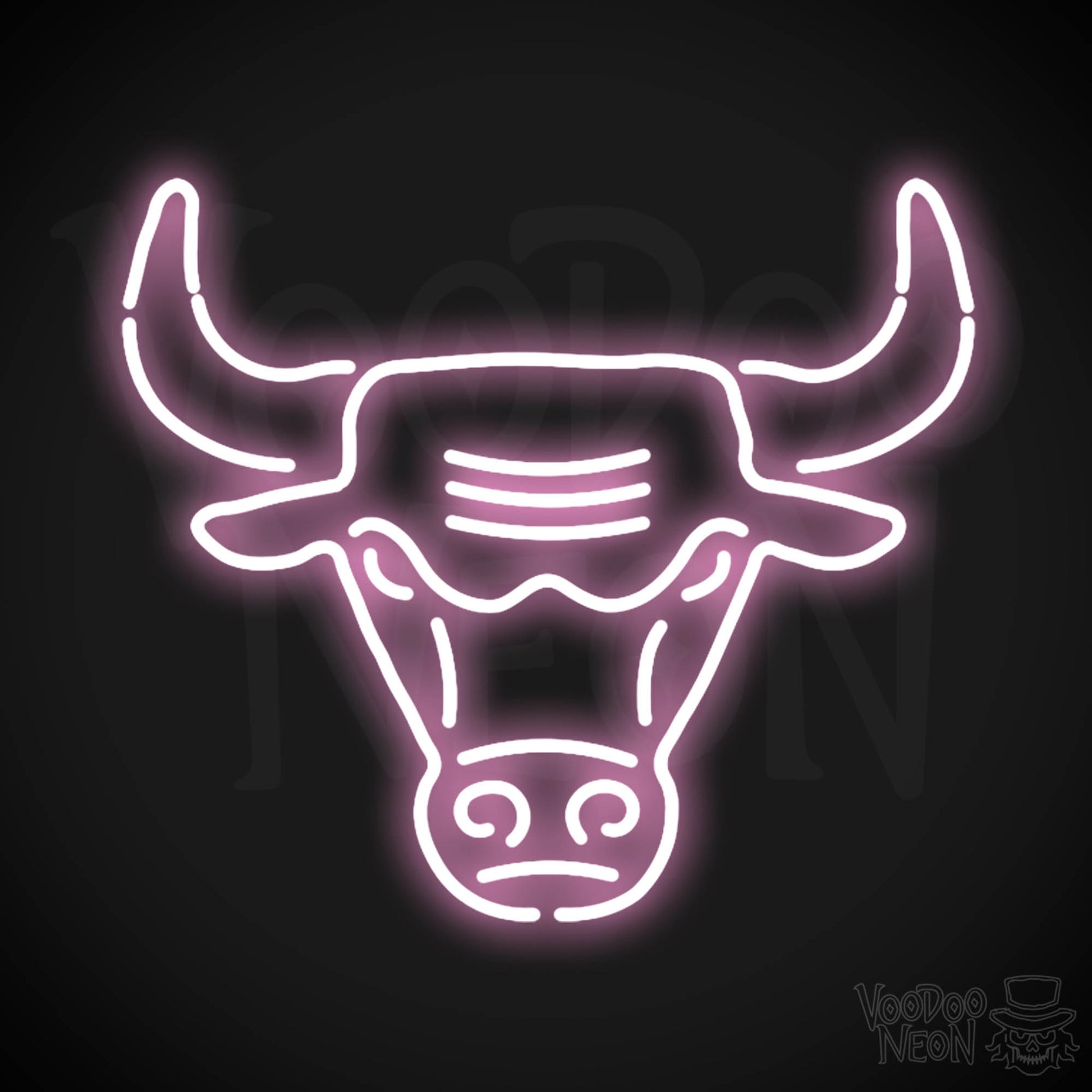 Chicago Bulls Neon Sign - Chicago Bulls Sign - Neon Bulls Logo Wall Art - Color Light Pink