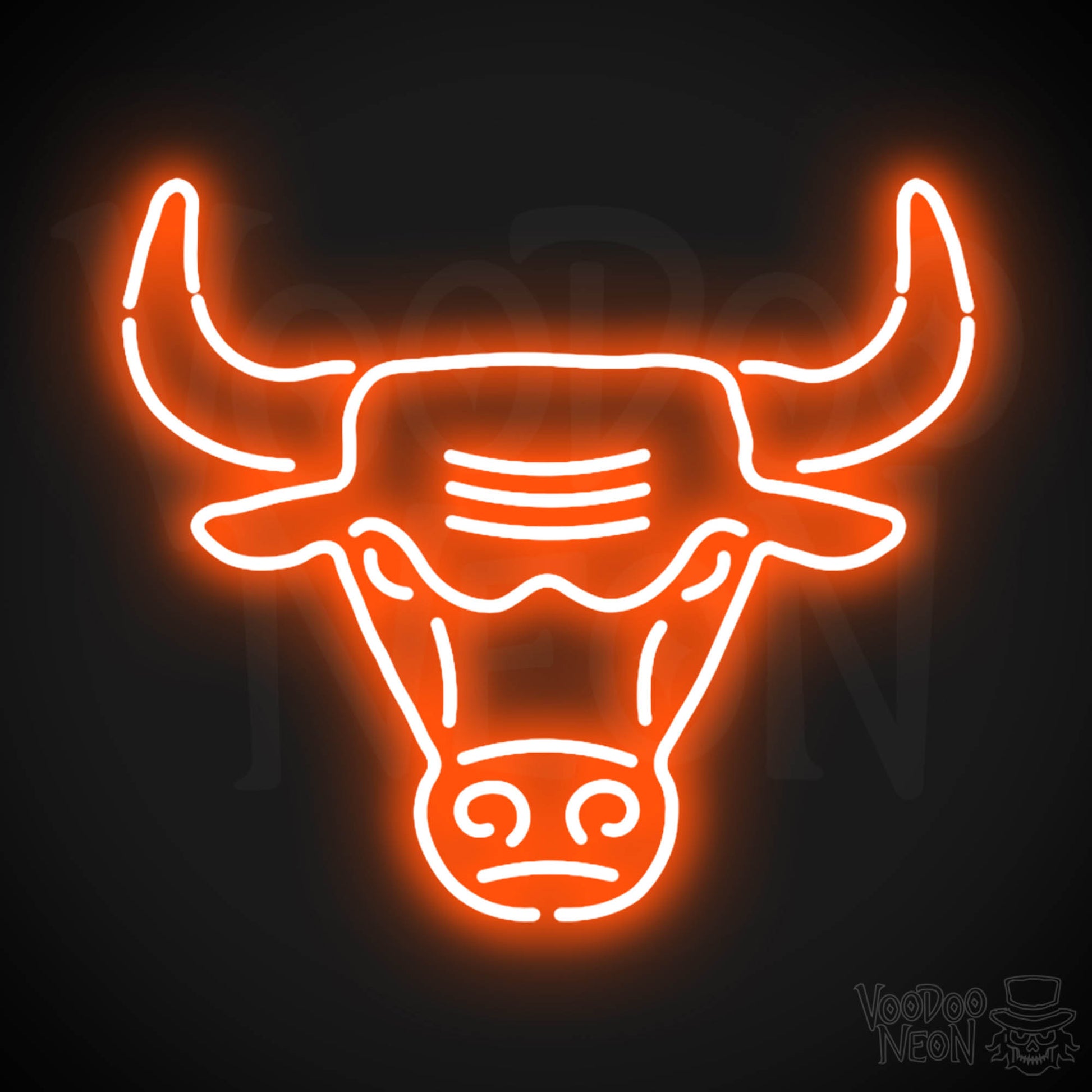 Chicago Bulls Neon Sign - Chicago Bulls Sign - Neon Bulls Logo Wall Art - Color Orange