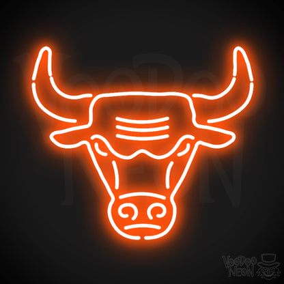 Chicago Bulls Neon Sign - Chicago Bulls Sign - Neon Bulls Logo Wall Art - Color Orange