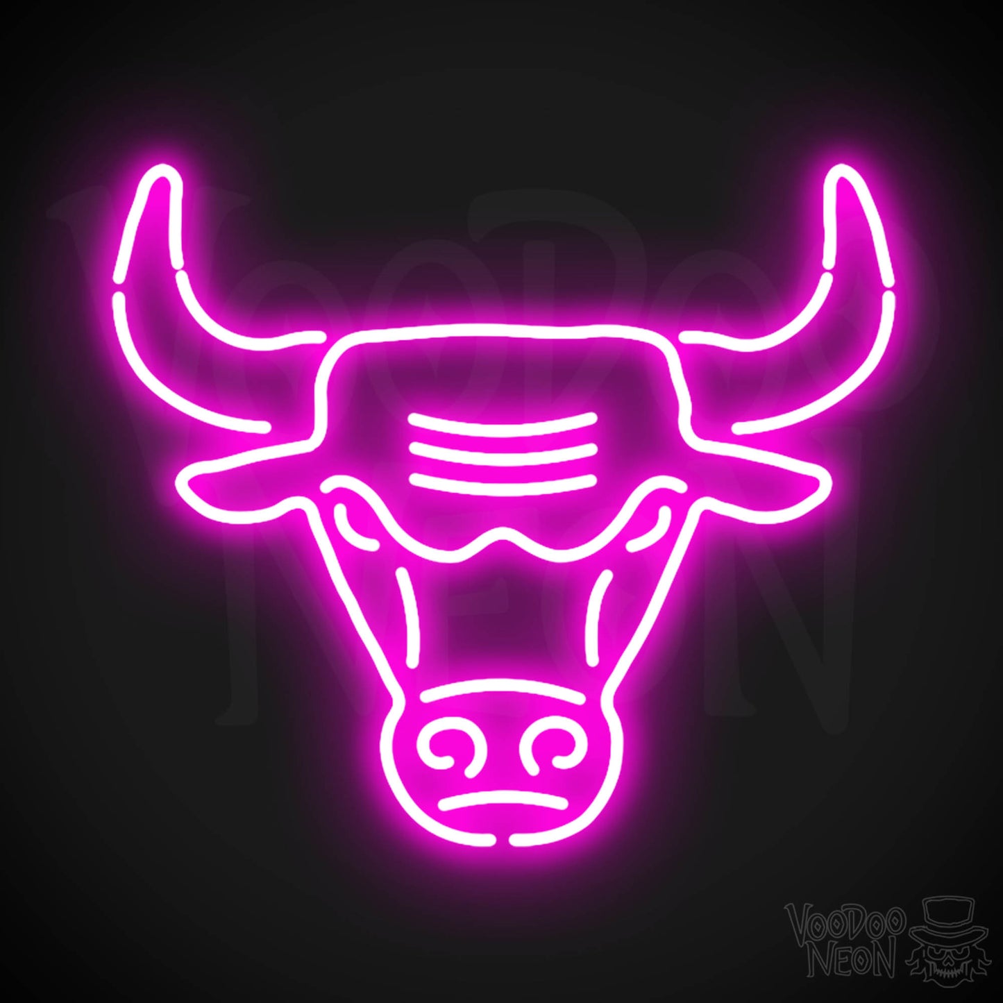 Chicago Bulls Neon Sign - Chicago Bulls Sign - Neon Bulls Logo Wall Art - Color Pink