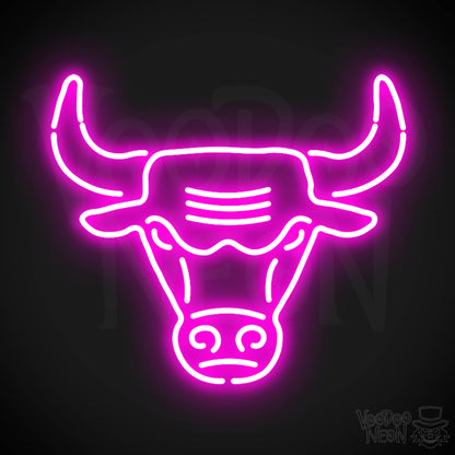 Chicago Bulls Neon Sign - Chicago Bulls Sign - Neon Bulls Logo Wall Art - Color Pink