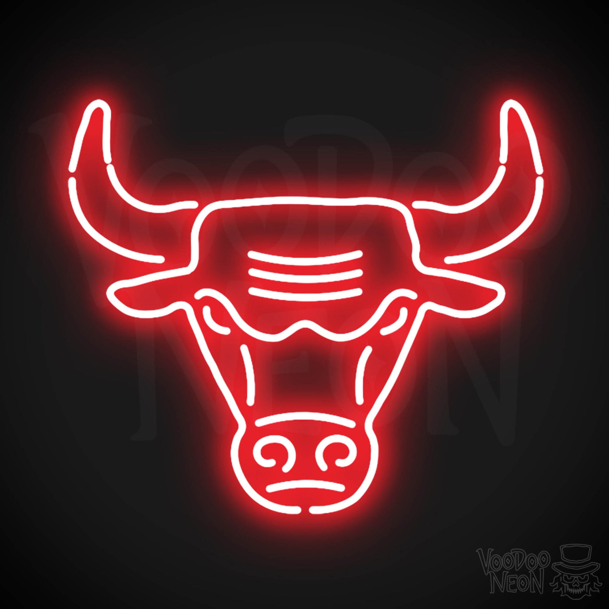 Chicago Bulls Neon Sign - Chicago Bulls Sign - Neon Bulls Logo Wall Art - Color Red