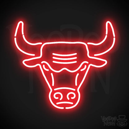 Chicago Bulls Neon Sign - Chicago Bulls Sign - Neon Bulls Logo Wall Art - Color Red