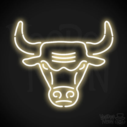 Chicago Bulls Neon Sign - Chicago Bulls Sign - Neon Bulls Logo Wall Art - Color Warm White