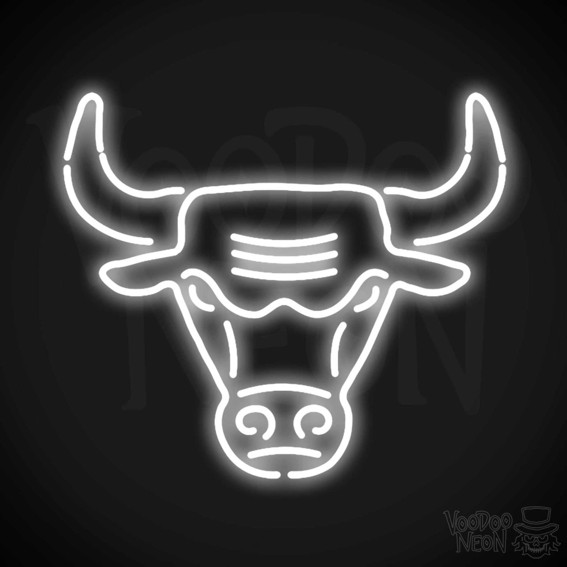 Chicago Bulls Neon Sign - Chicago Bulls Sign - Neon Bulls Logo Wall Art - Color White