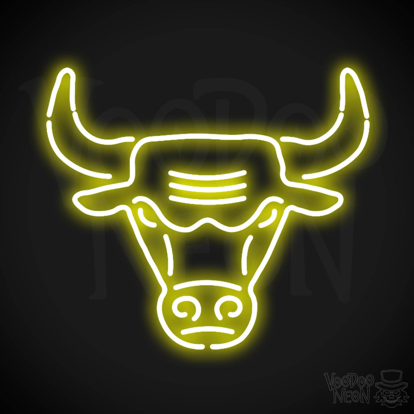 Chicago Bulls Neon Sign - Chicago Bulls Sign - Neon Bulls Logo Wall Art - Color Yellow