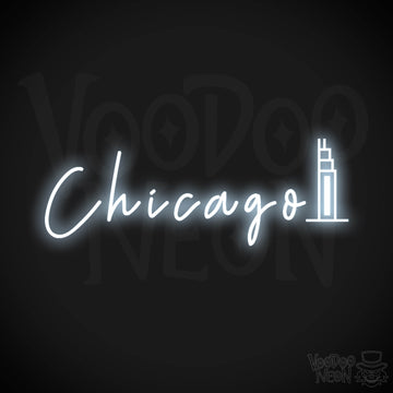 Chicago Illinois Neon Sign - Neon Chicago Sign - Color Cool White