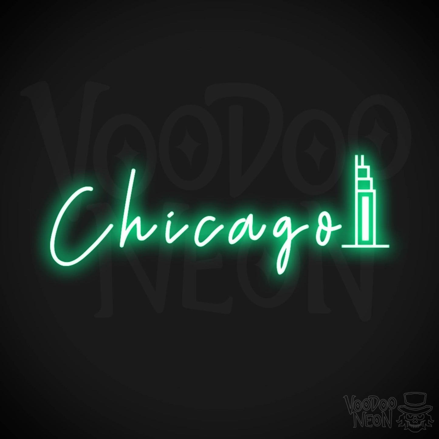 Chicago Illinois Neon Sign - Neon Chicago Sign - Color Green