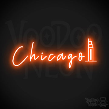 Chicago Illinois Neon Sign - Neon Chicago Sign - Color Orange