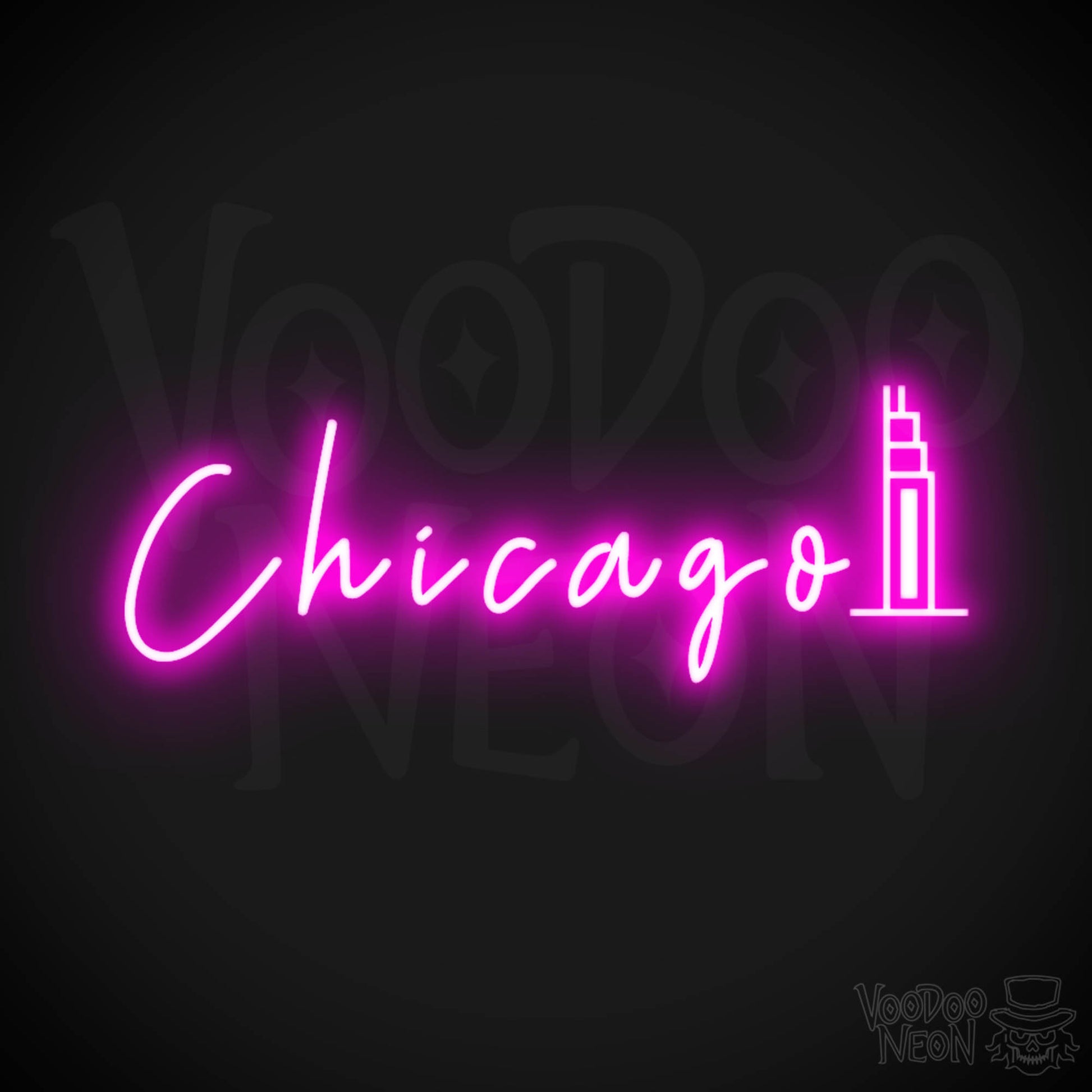 Chicago Illinois Neon Sign - Neon Chicago Sign - Color Pink