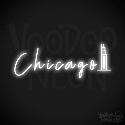 Chicago Illinois Neon Sign - Neon Chicago Sign - Color White