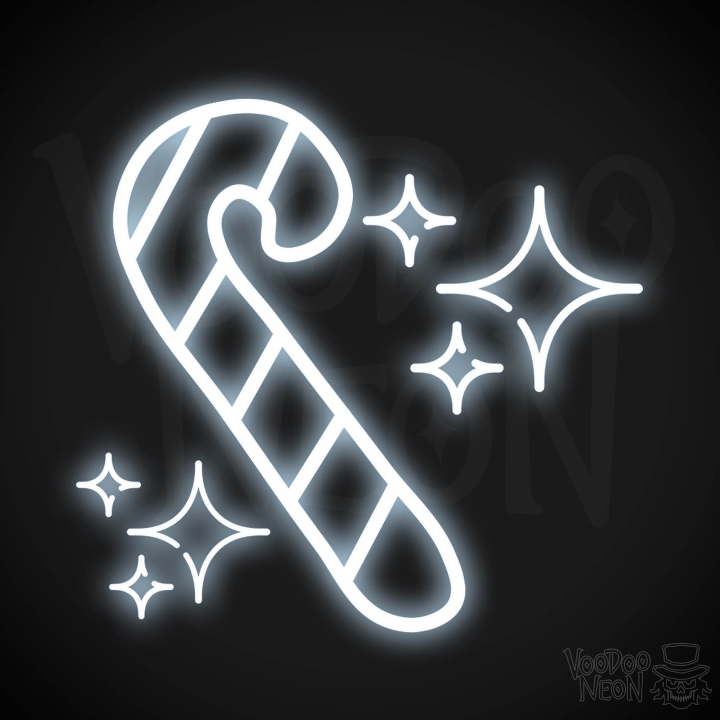 Neon Candy Cane Sign - Neon Christmas Candy Cane Wall Art - LED Sign - Color Cool White
