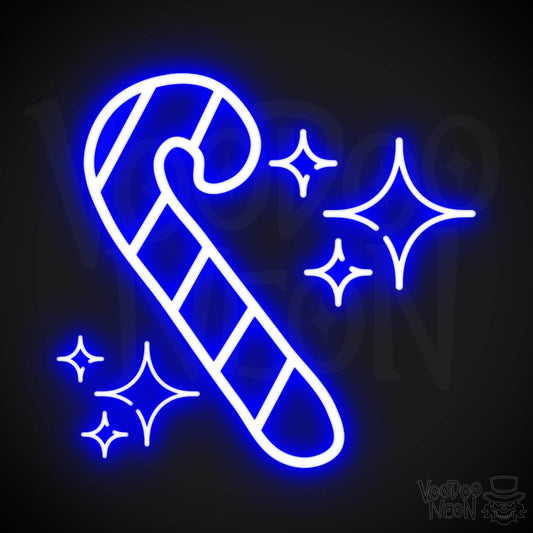 Neon Candy Cane Sign - Neon Christmas Candy Cane Wall Art - LED Sign - Color Dark Blue