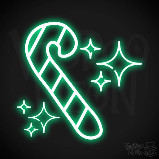 Neon Candy Cane Sign - Neon Christmas Candy Cane Wall Art - LED Sign - Color Green