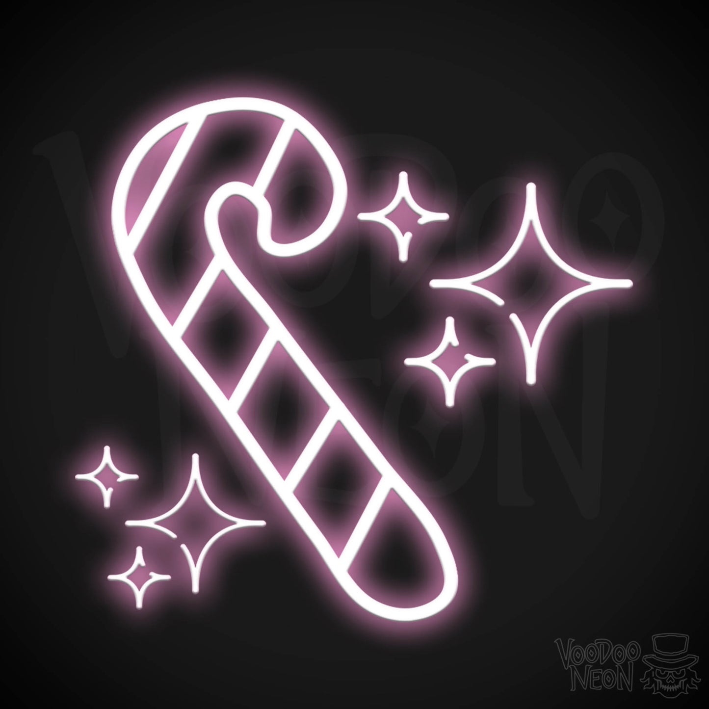 Neon Candy Cane Sign - Neon Christmas Candy Cane Wall Art - LED Sign - Color Light Pink