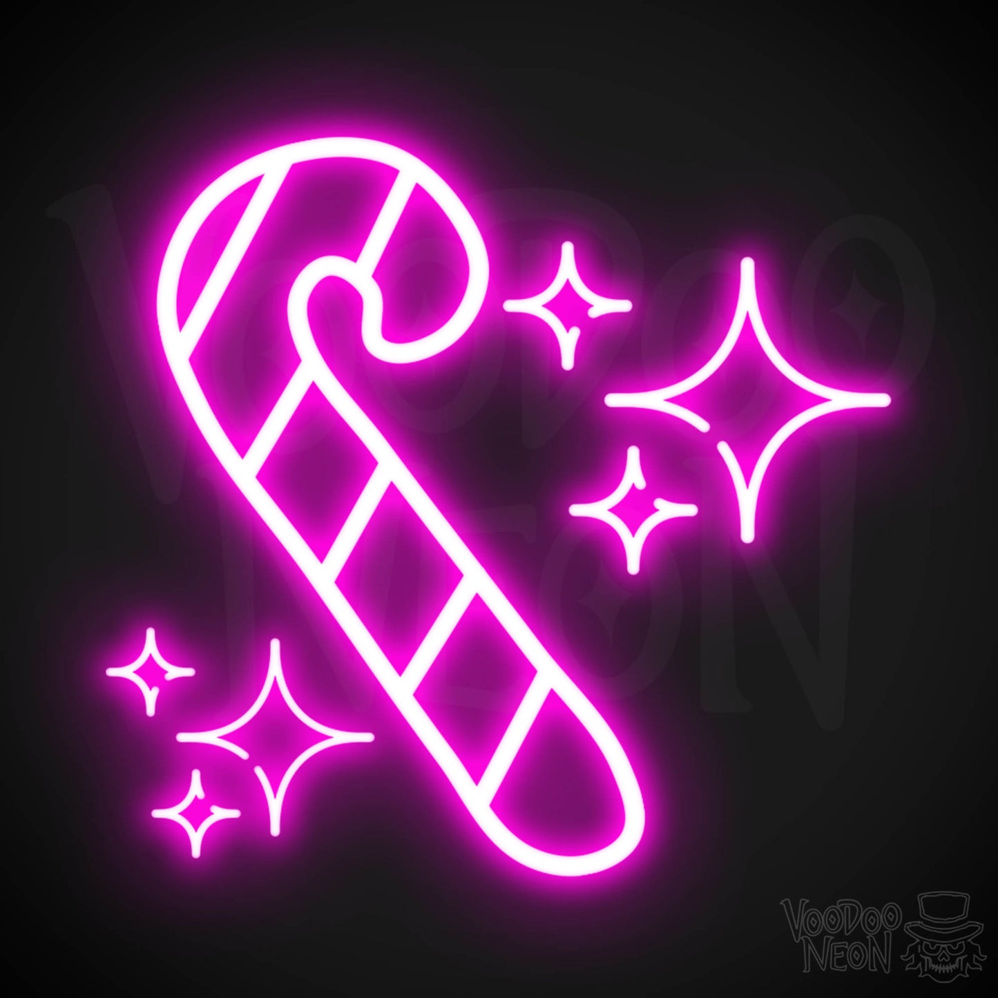 Neon Candy Cane Sign - Neon Christmas Candy Cane Wall Art - LED Sign - Color Pink