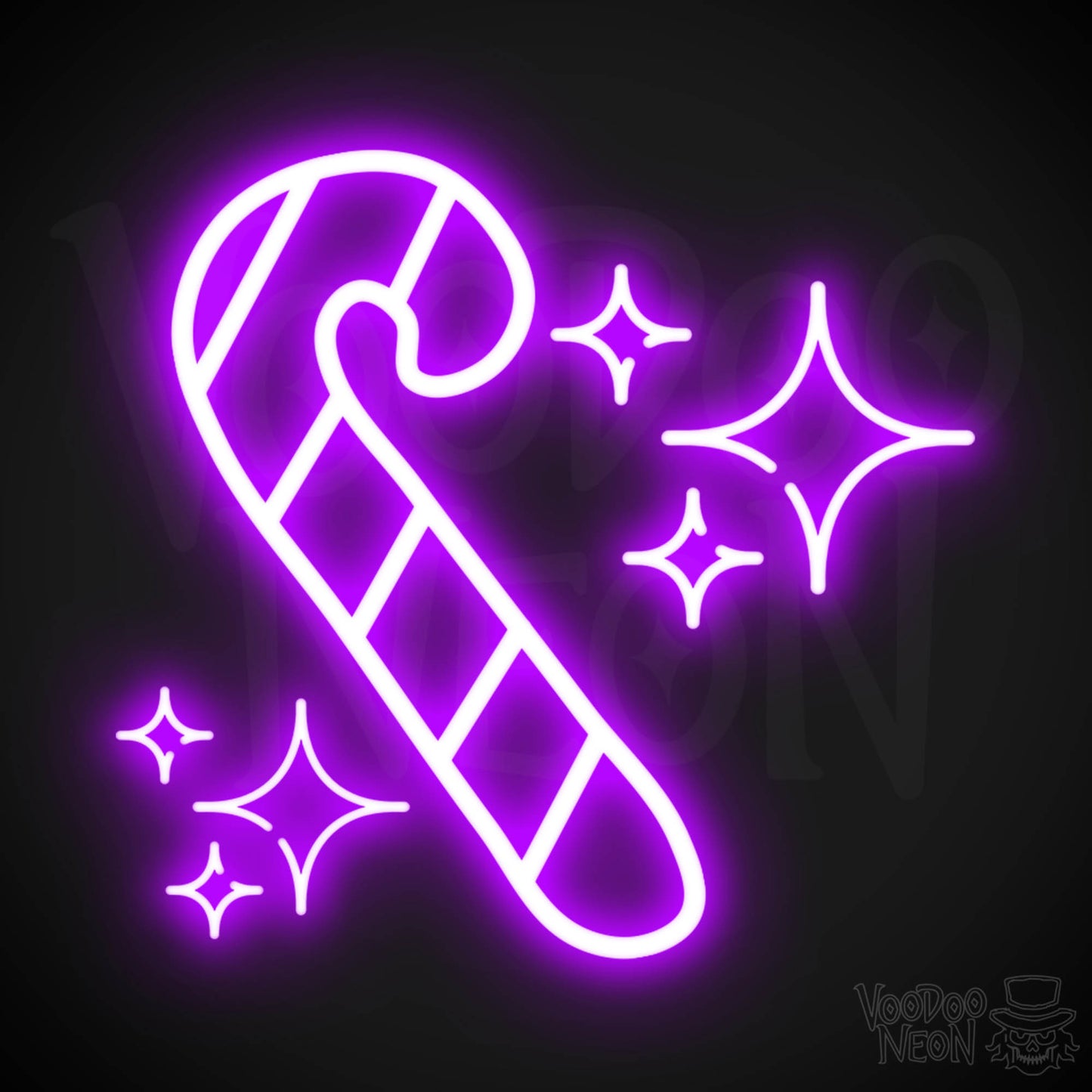 Neon Candy Cane Sign - Neon Christmas Candy Cane Wall Art - LED Sign - Color Purple