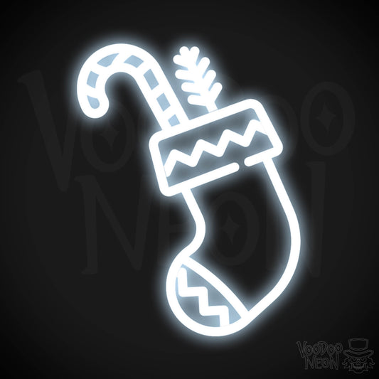 Neon Christmas Stocking - Christmas Stocking Neon Sign - Wall Art - Color Cool White